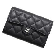 Pre-owned Leather wallets Chanel Vintage , Black , Dames