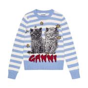 Stijlvolle Sweaters Collectie Ganni , Blue , Dames