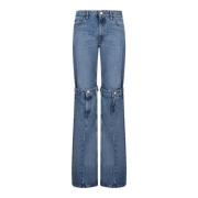 Flared Denim Jeans met knoopdetail Coperni , Blue , Dames