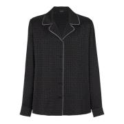 Satin monogram jacquard overhemd Balmain , Black , Heren