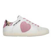 Lage Sneakers met Contrasterende Details Love Moschino , White , Dames