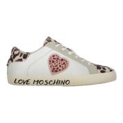 Lage sneakers met suède inzetstukken Love Moschino , White , Dames