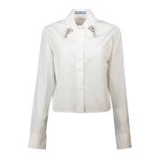 Witte Geborduurde Overhemd Lente-Zomer 2025 Prada , White , Dames