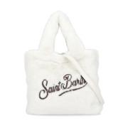 Witte Synthetische Bont Handtas met Handvatten Saint Barth , White , D...