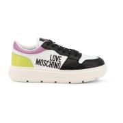 Dames Leren Sneakers met Rubberen Zool Moschino , Multicolor , Dames