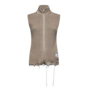 Beige Gebreid Vest met Distressed Effect MM6 Maison Margiela , Beige ,...