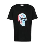 Solarised Skull Logo T-shirt Alexander McQueen , Black , Heren