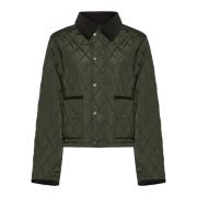 Diamantgestikt Gewatteerd Jack Burberry , Green , Dames