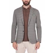 Bruine Jersey Micro Patroon Blazer Bob , Brown , Heren