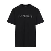 Zwarte Klinknagel Script T-Shirt Carhartt Wip , Black , Heren