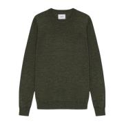 Wollen Crewneck Sweater Donkerleger Nn07 , Green , Heren