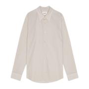 Gestreept Shirt in Ecru Poplin Nn07 , Beige , Heren