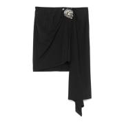 Geplooide Rok met Ritssluiting Amen , Black , Dames