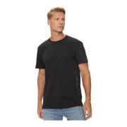 Zwarte Katoenen T-shirt - Rechte pasvorm Calvin Klein , Black , Heren