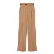 Hoge taille wollen palazzo broek Max Mara Studio , Brown , Dames