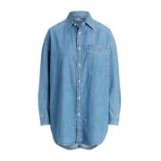 Oversized Denim Shirt Ralph Lauren , Blue , Dames