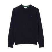 Merino Wool Crew Neck Sweater Navy Lacoste , Blue , Heren