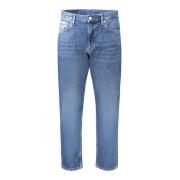 Denim Dad Jeans Blauw Gewassen Logo Calvin Klein , Blue , Heren