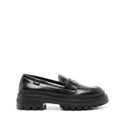 Zwarte platte schoenen met reliëflogo Love Moschino , Black , Dames