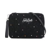 Zwarte Gebreide Clutch Tas met Strass Saint Barth , Black , Dames