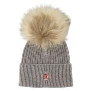 Pom Pom Kasjmier Beanie Grijs Moncler , Gray , Dames