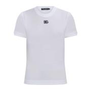 T-shirt met geborduurd logo Dolce & Gabbana , White , Dames