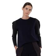 Navy Crepe Blouse met Tech Mouwen Chie Mihara , Black , Dames