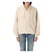 Ecru Chine Gebreide Hoodie Aw24 American Vintage , White , Dames