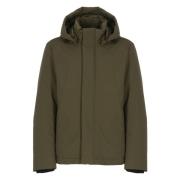 Groene Gewatteerde Jas met Capuchon Woolrich , Green , Heren