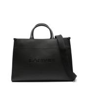 Schoudertas van geperst leer met afneembare band Lanvin , Black , Dame...