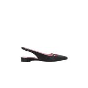 Zwarte Hak Ballerina Leren Schoen Carel , Black , Dames