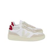 Witte Leren Sneakers met Rode Accenten Veja , White , Dames