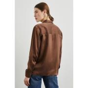 Luxe Zijden Shirt Klassieke Knoop Silhouet Rails , Brown , Dames