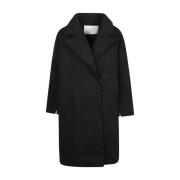 Zwarte Katoenen Gabardine Lange Jas OOF Wear , Black , Dames