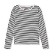 Gestreepte Longsleeve Top Wit/Zwart Mads Nørgaard , Black , Dames