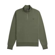 Halve Rits Katoenen Trui Fred Perry , Green , Heren