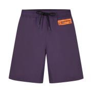 Paarse Logo Patch Zwemshorts Heron Preston , Purple , Heren