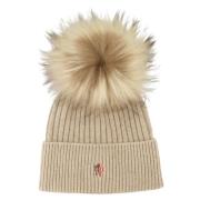 Kasjmier Grenoble Beige Pom Pom Hoed Moncler , Beige , Dames