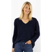 Blauwe Marine V-Hals Trui Des Petits Hauts , Blue , Dames