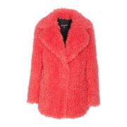 Fuchsia Faux Fur Jas met Knopen Patrizia Pepe , Pink , Dames