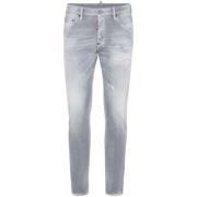 Slim Fit Gewassen Denim Jeans Dsquared2 , Gray , Heren