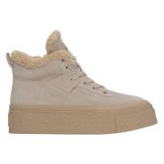 Beige Wolgevoerde High-Top Sneakers met Velours voor Winter ES8 Er0011...