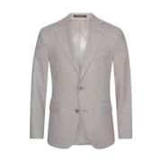 Beige Flanelblazer Moderne Pasvorm Wol Oscar Jacobson , Beige , Heren