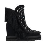 Enkellaars met bont studs Alma EN Pena , Black , Dames