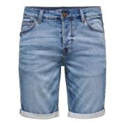 Blauwe Denim Jogger Shorts Only & Sons , Blue , Heren