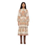 Bloemenprint jurk met pofmouwen Sea NY , Beige , Dames