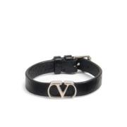 Zwarte VLogo Signature Armband Valentino Garavani , Black , Heren