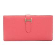 Pre-owned Leather wallets Hermès Vintage , Pink , Dames