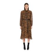 Zijden jurk met dierenprint Max Mara Studio , Brown , Dames