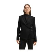 Gestreepte wollen twill jas Hugo Boss , Black , Dames